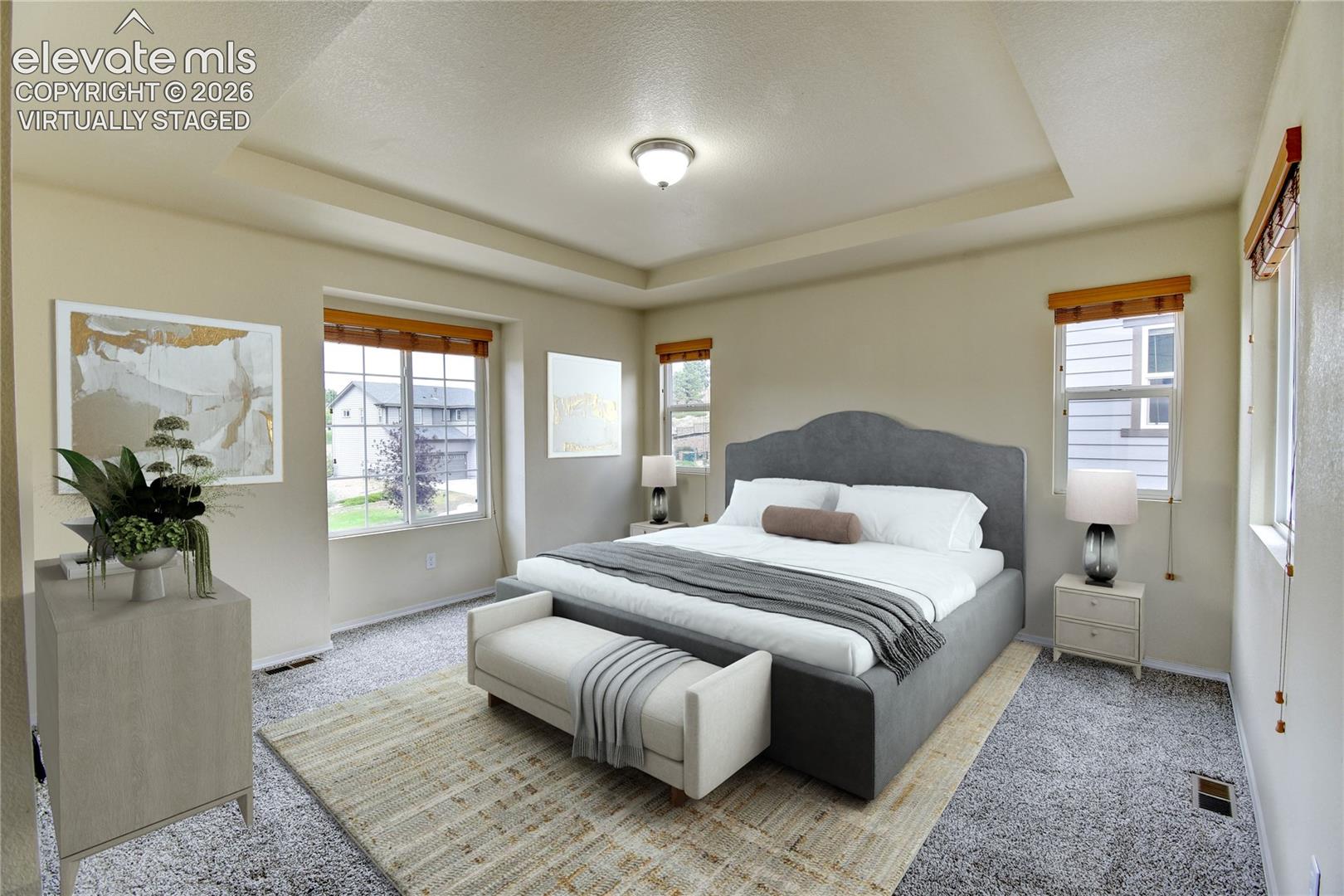 Virtually Staged Primary Bedroom 