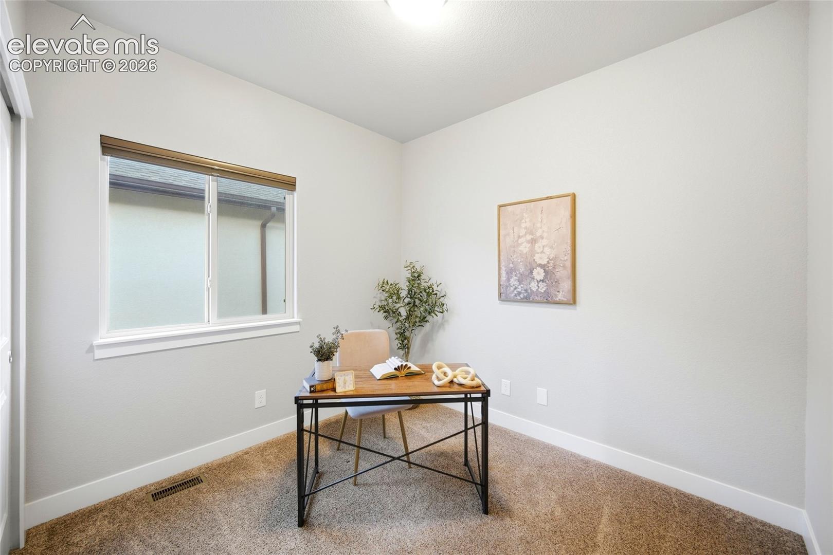Bedroom staged as office