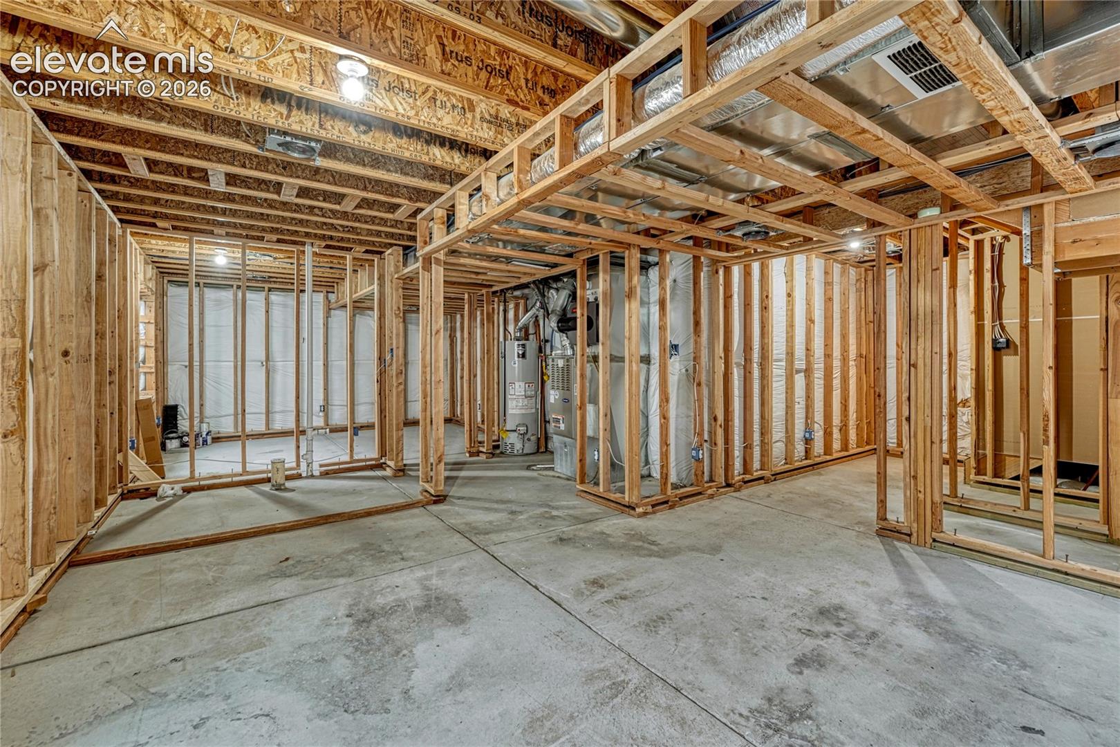 Partially framed basement...
