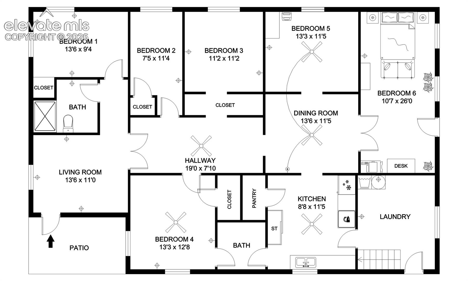 Current floor plan of property with 6 bedrooms