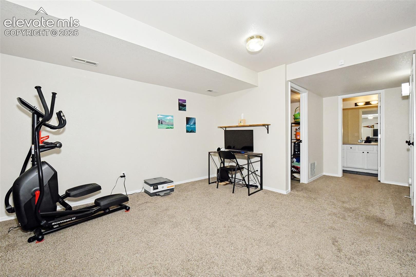 Part of the large basement space.