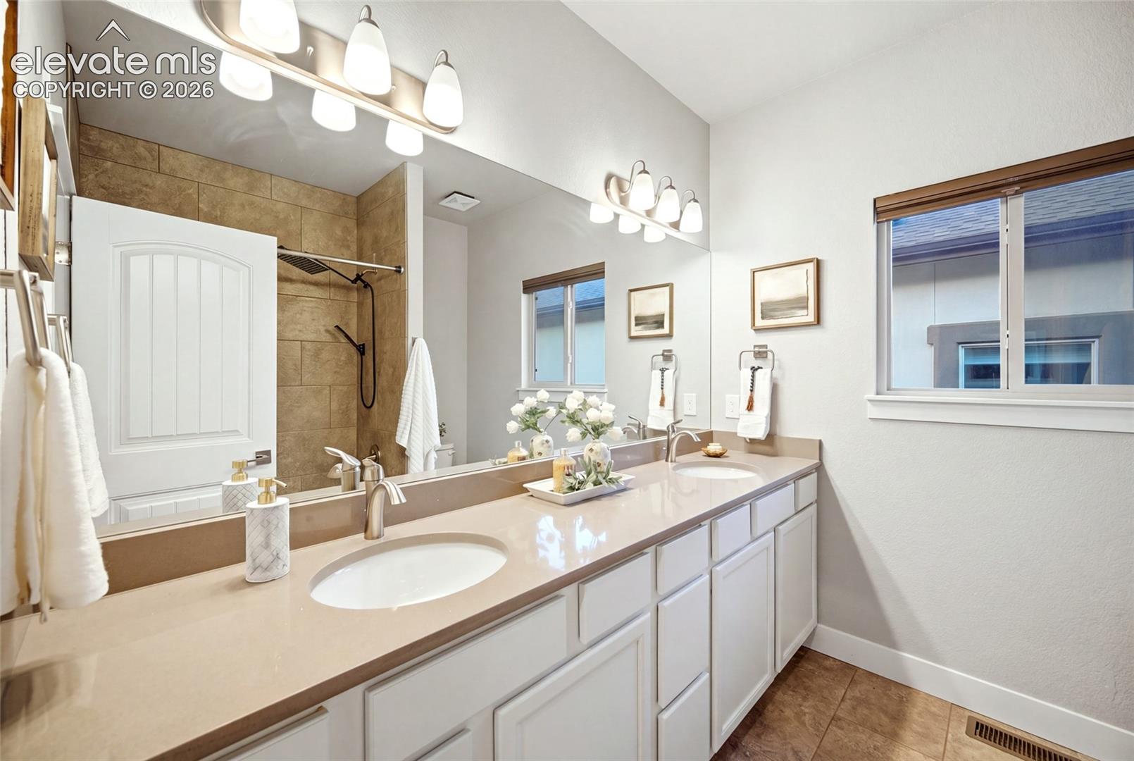 Upstairs full bath with double vanity
