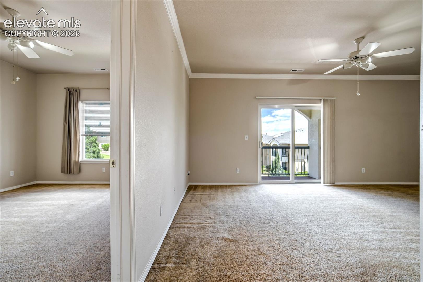 Living room and primary bedroom