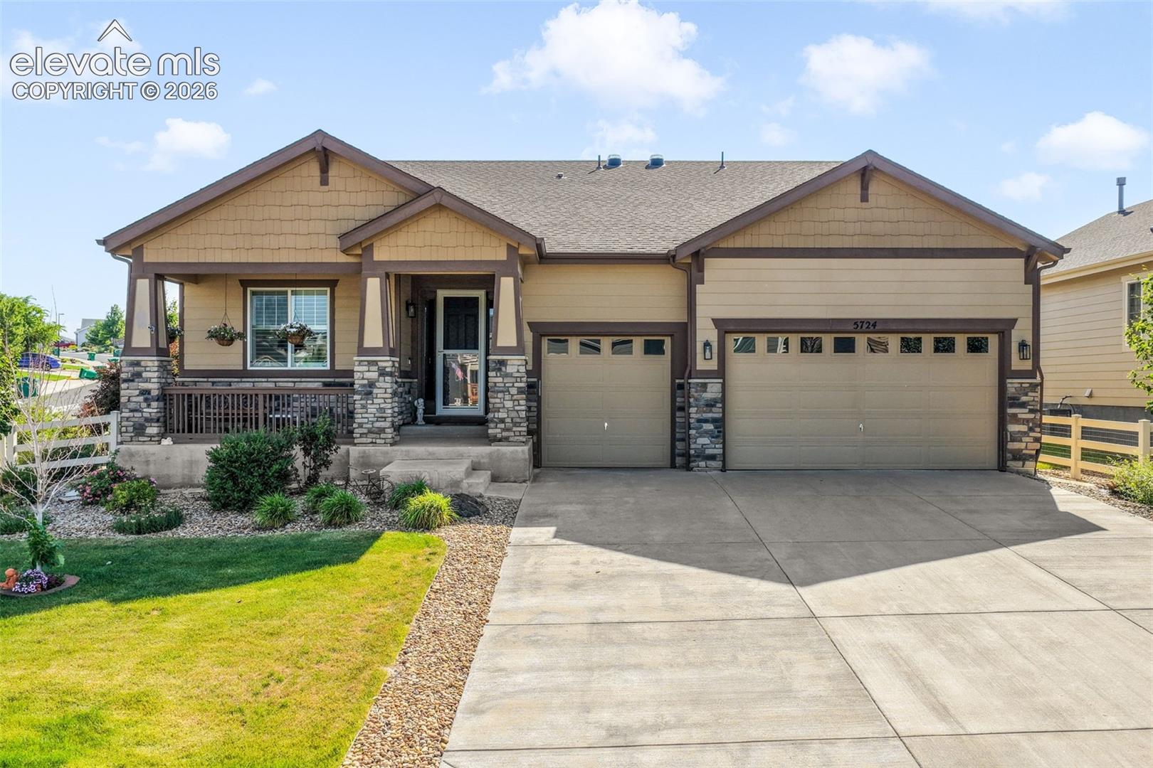 Beautifully maintained ranch-style home on a premium corner lot backing to open space in sought-after Crystal Valley Ranch. With nearly 4,400 square feet, an oversized heated three-car garage, and a fully fenced backyard, this 3-bedroom, 2.5-bath home offers exceptional space and comfort. Stunning curb appeal features one of the best-kept lawns in the neighborhood, a covered front porch, and striking stone columns. Inside, abundant natural light and hard-surface flooring create a warm, refined atmosphere. Just off the entry is a private office with glass French doors, built-in cabinetry, custom lighting, plantation shutters, and a fireplace that will remain. A spacious dining room flows seamlessly into the open-concept living area. The kitchen is well-appointed with stainless steel appliances, granite countertops, double ovens, a gas cooktop, and a walk-in pantry, opening to the eat-in area and large living room with a stone-surround gas fireplace. Two generously sized secondary bedrooms, a full bath, and a thoughtfully designed laundry room with cabinetry, farmhouse sink, and washer and dryer complete the main level. The primary suite is a true retreat featuring plantation shutters, dual walk-in closets, and a spa-inspired bath with granite countertops, private toilet room, and a large walk-in shower with bench and tile surround. The unfinished basement includes rough-in plumbing and offers endless potential for customization. Enjoy the private backyard with a covered patio and additional flagstone patio, ideal for relaxing or entertaining. Additional features include air conditioning and custom lighting throughout. Crystal Valley Ranch offers miles of trails, open space, and a strong sense of community, with convenient access to shopping, dining, downtown Castle Rock, the Outlets, and I-25.