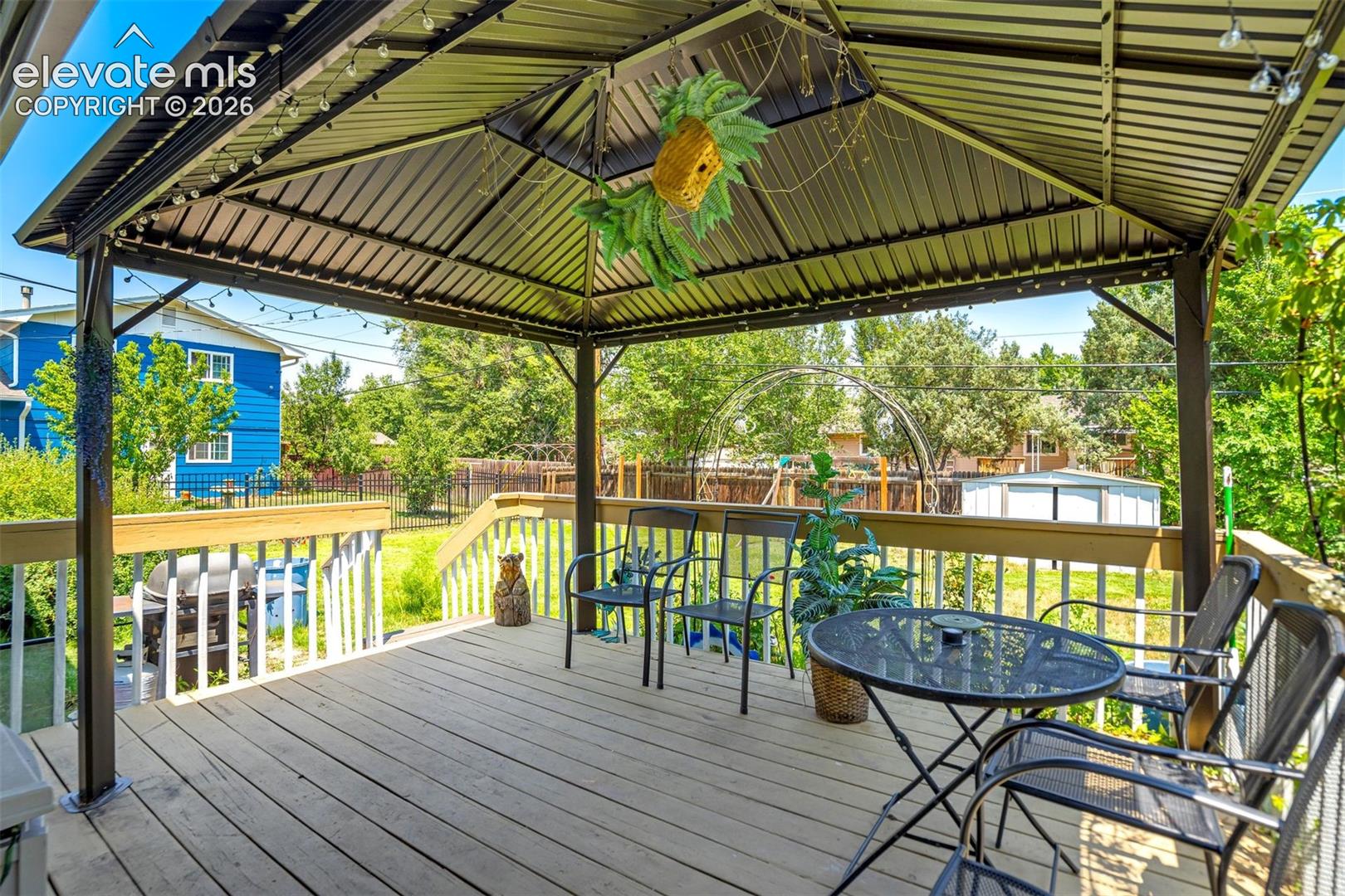 Fixed gazebo will stay for wonderful outdoor living space.