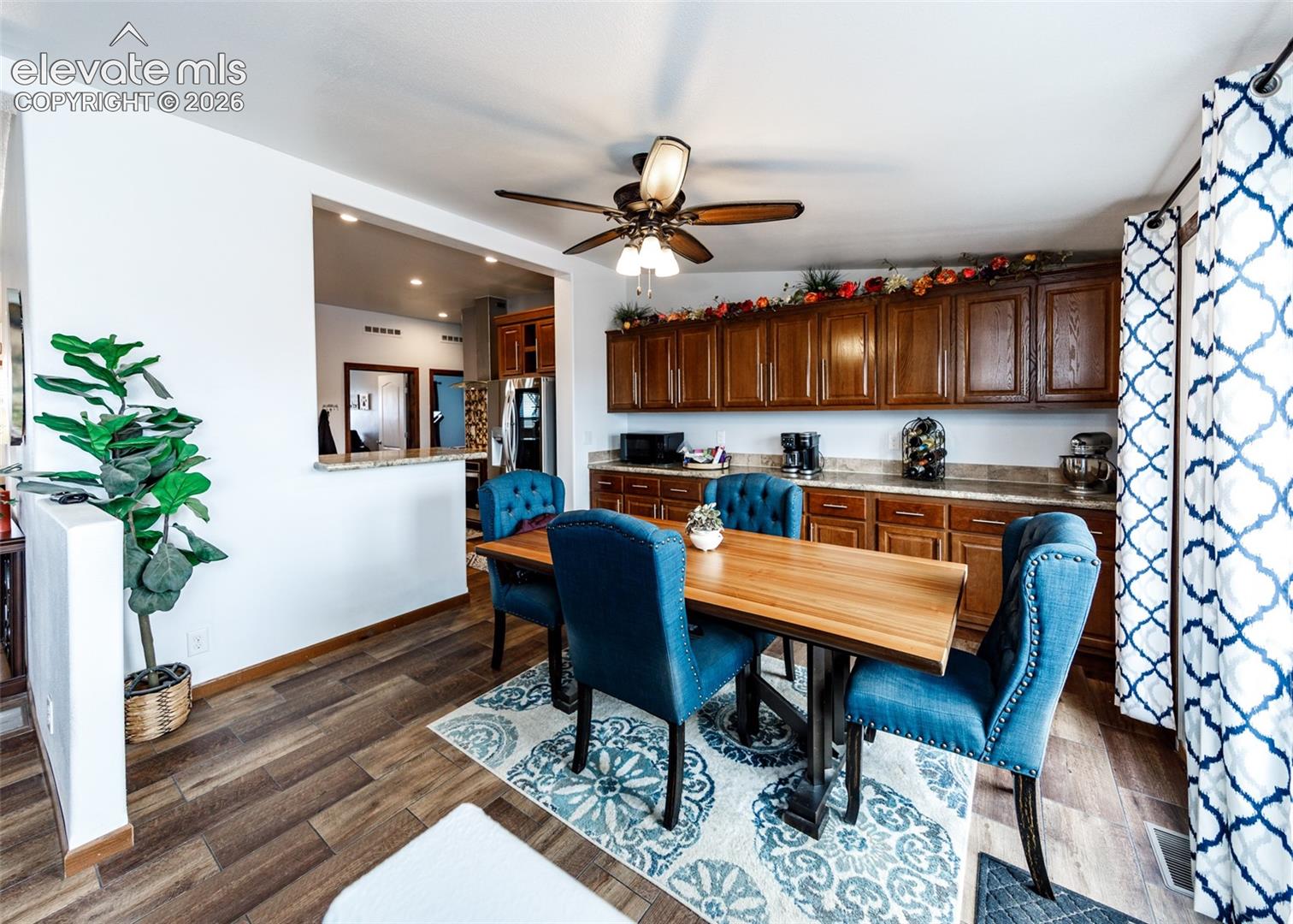 Dining room with lots of cabinets