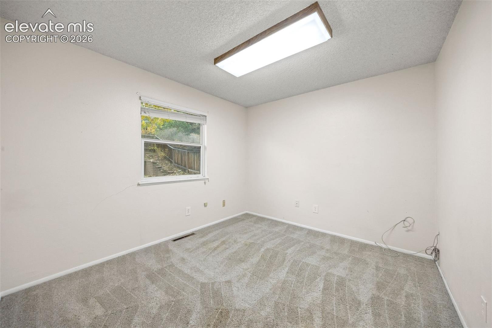 Room featuring neutral walls, wall-to-wall carpeting, and a rectangular ceiling-mounted light fixture