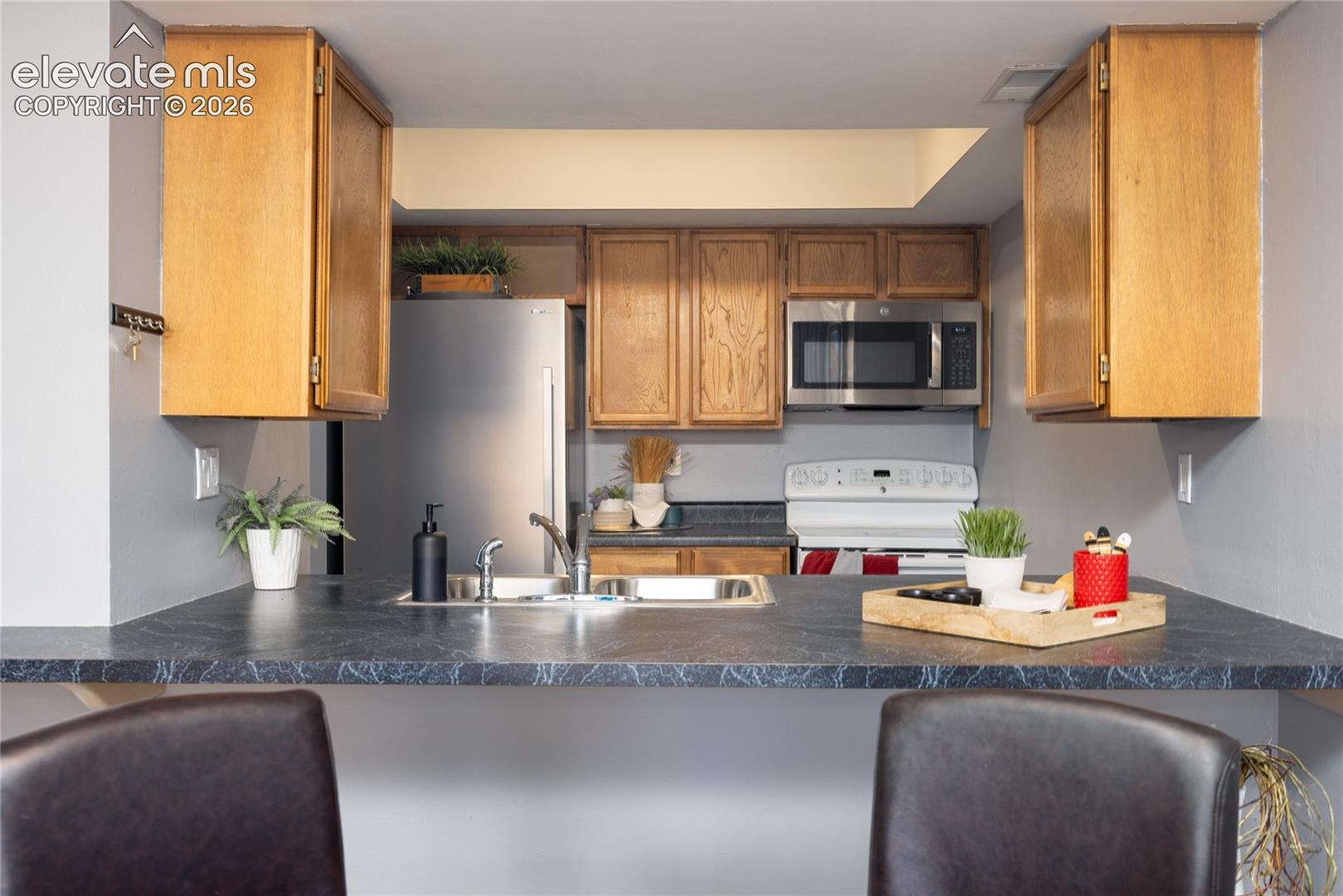 Large countertop can be used 