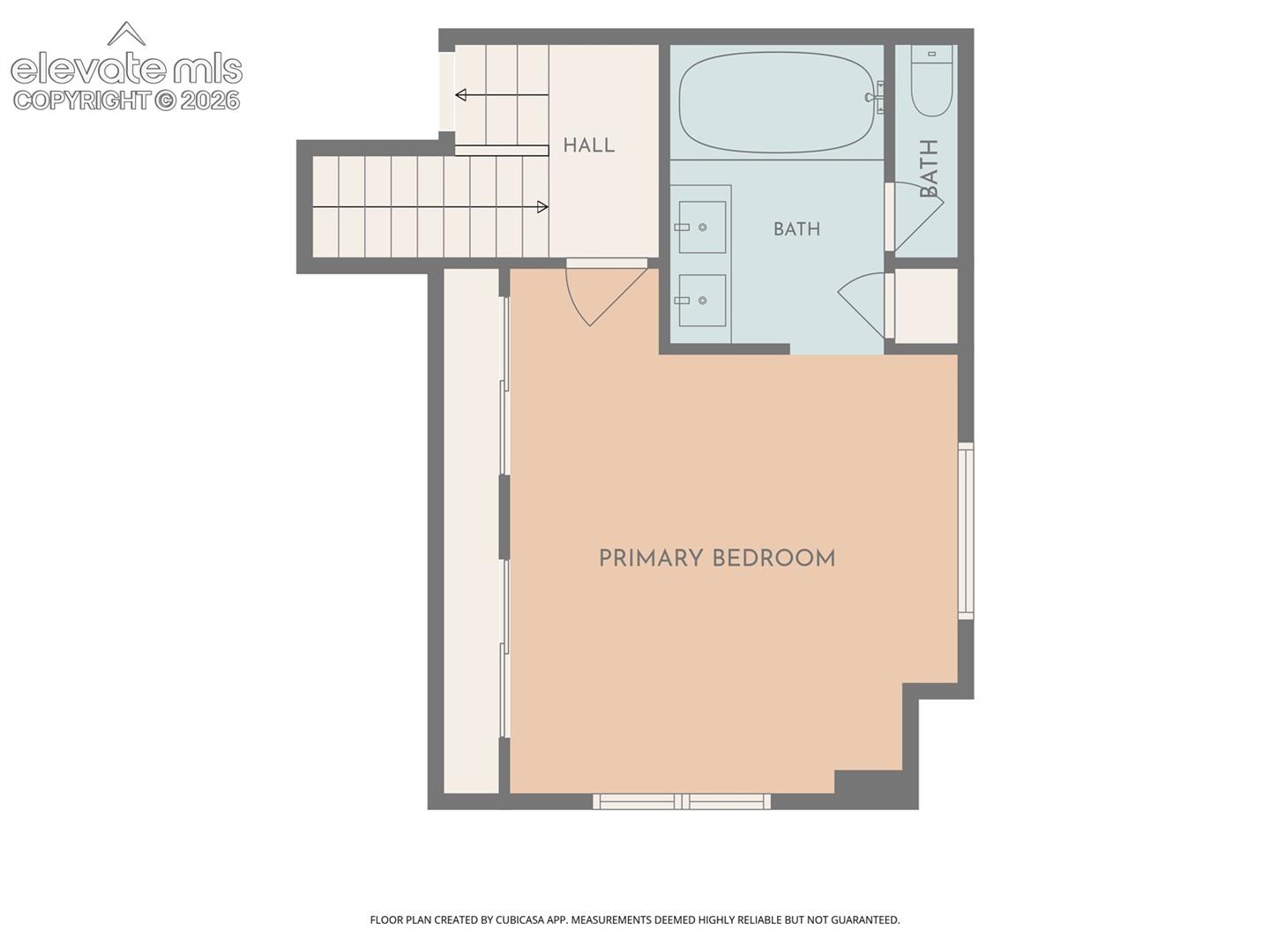 First portion of upstairs layout- Primary Suite