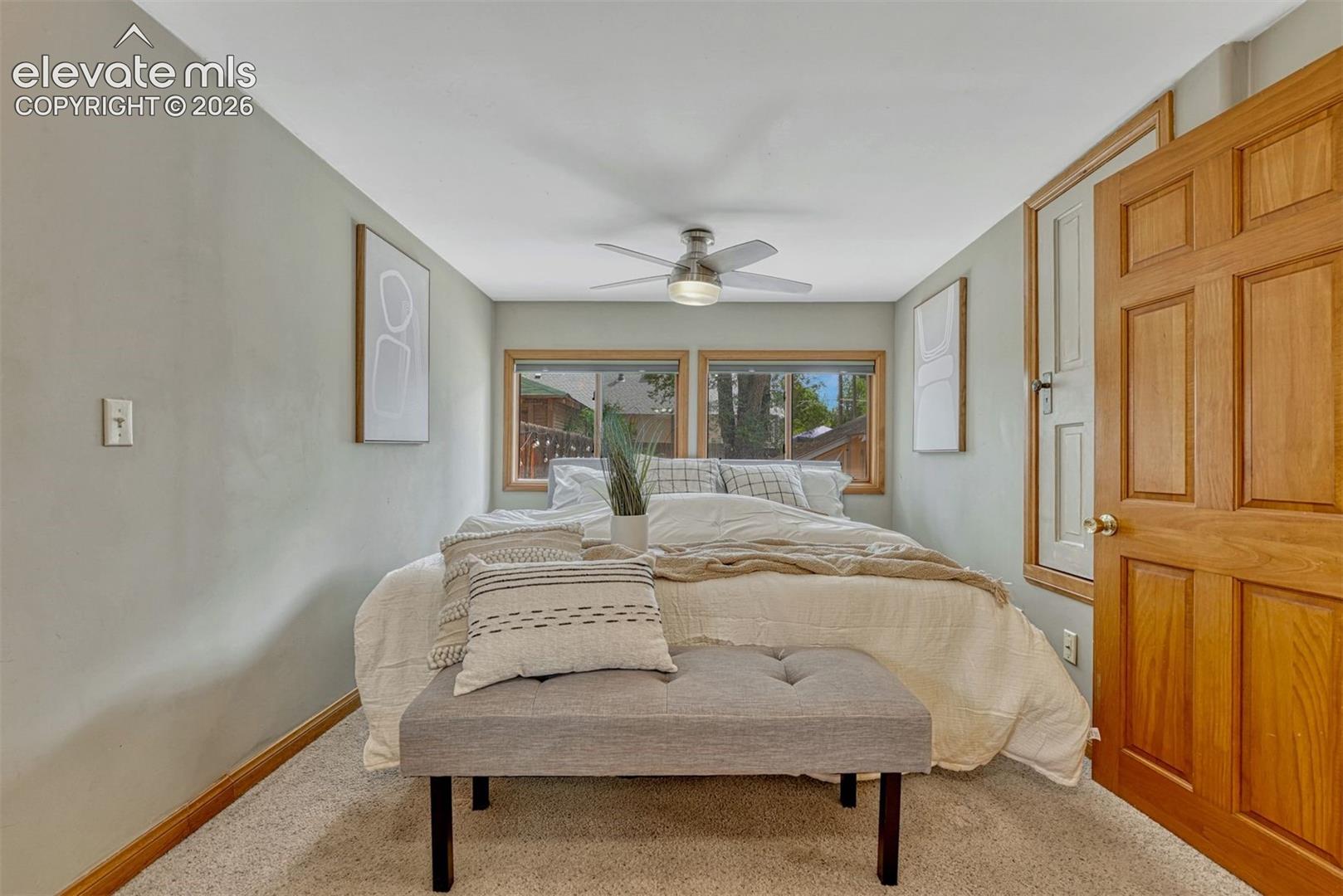 Ceiling fan and blackout blinds