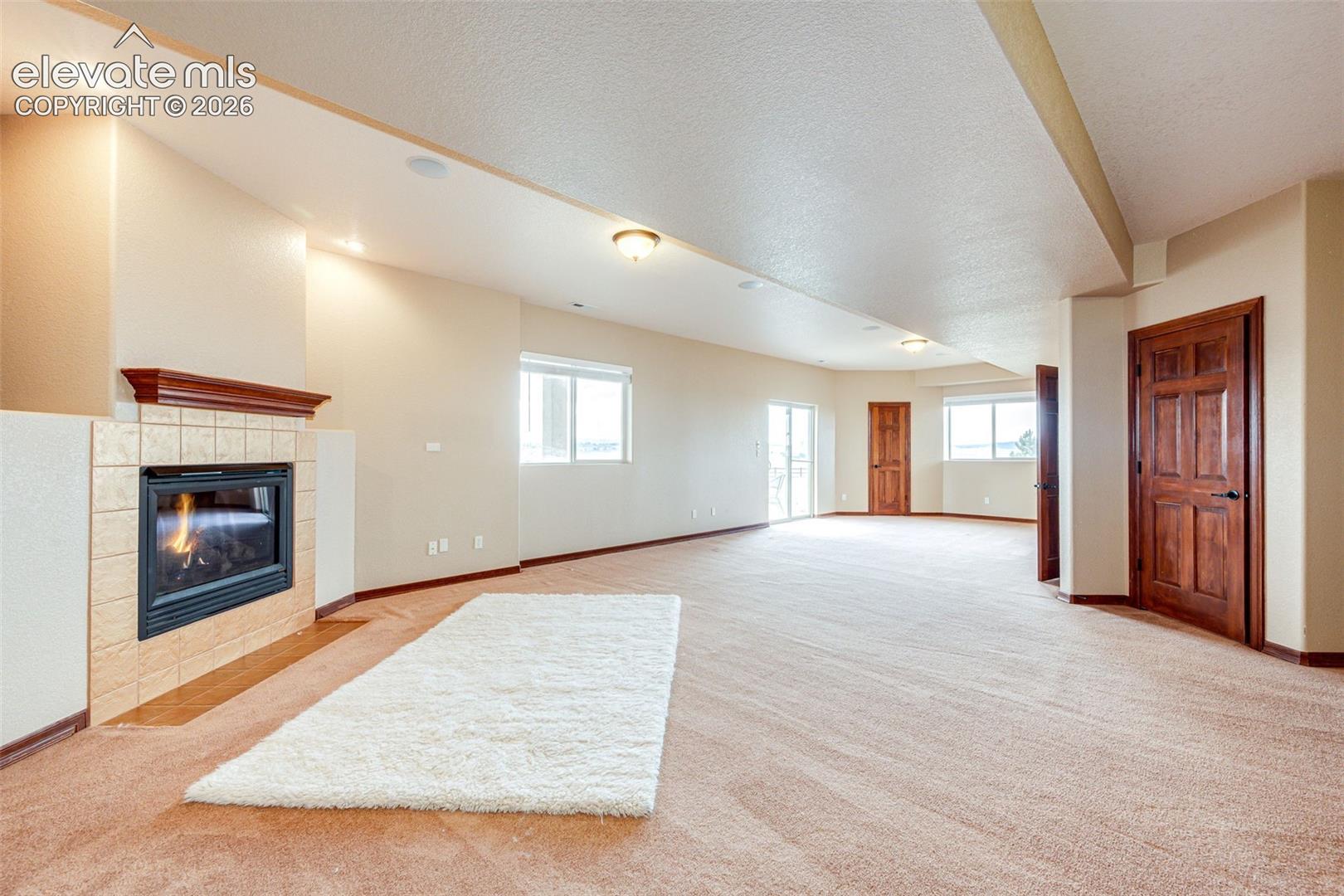 Gas fireplace in walkout area