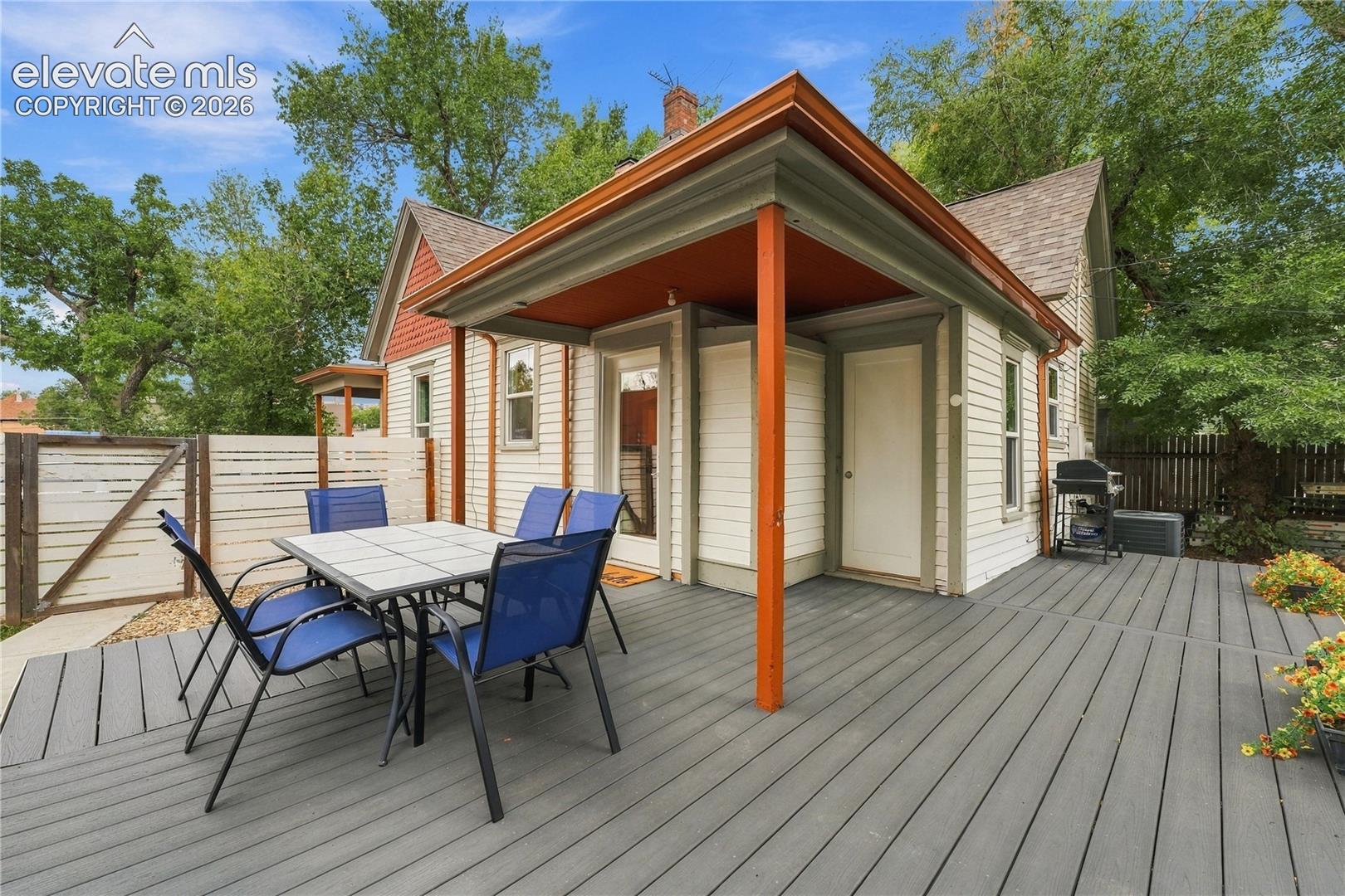 Deck and covered porch on the primary house. 