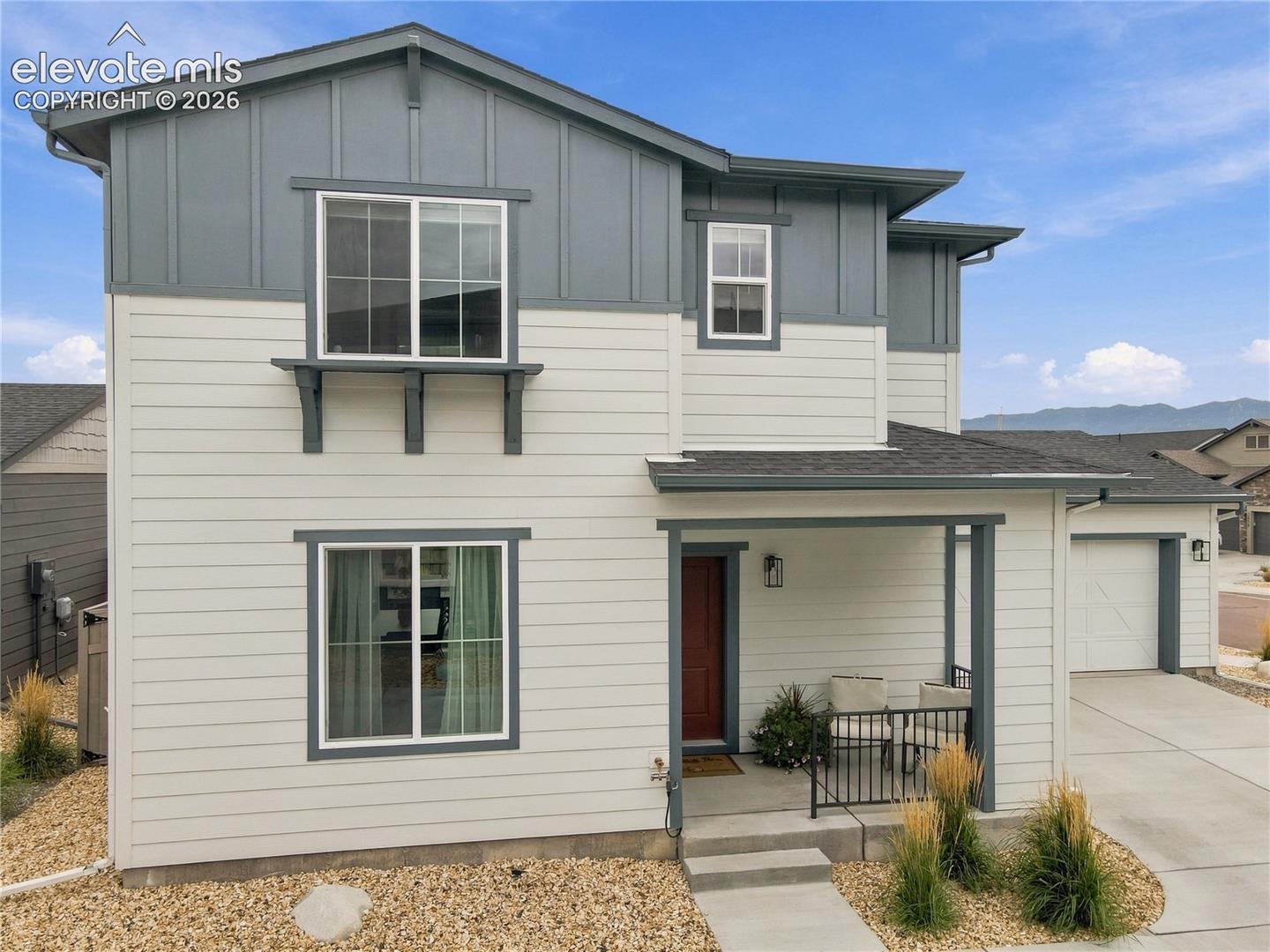 WHY BUY NEW.  MOVE IN READY with all the bells and whistles.  Beautiful views of the mountain range.  Stunning 2-story with close proximity to an open space and neighborhood park.  Step into a beautiful open floor plan with Luxurious Vinyl Plank flooring.  Great room opens to a large dining area and kitchen.  Gourmet kitchen with cool Dusk stain soft push cabinets with pull outs, upgraded hardware, stunning granite countertops, a large island, capable of seating four.  The kitchen also features a pantry and stainless steel appliances, including a gas range and a great separate area for your coffee appliances.  Upper level primary suite with an adjoining bath.  The primary bath has granite countertops with dual sinks, a large walk-in shower, tile flooring and a generous walk-in closet.  Two additional upper level bedrooms with a well-appointed secondary full bath with tile flooring.  Upper level laundry room complete with upper level cabinetry for storage, tile flooring and oversized washer and dryer.  Ceiling fans have been installed in all rooms, central air conditioning, smart home package and an active radon mitigation system are additional features of this fabulous 2-story.  From the main level dining area walkout to a private backyard oasis.  Large privacy fence, oversized patio and plenty of plants.  Great for entertaining, barbecuing and relaxing.  Large front covered patio with wrought iron railing.  This home shows pride of ownership.  Nice and bright home.  Assumable FHA loan is available with a low interest rate at 5.9%.  Information is deemed reliable; however buyer is responsible for verifying listing information, school, square footage, tax information.