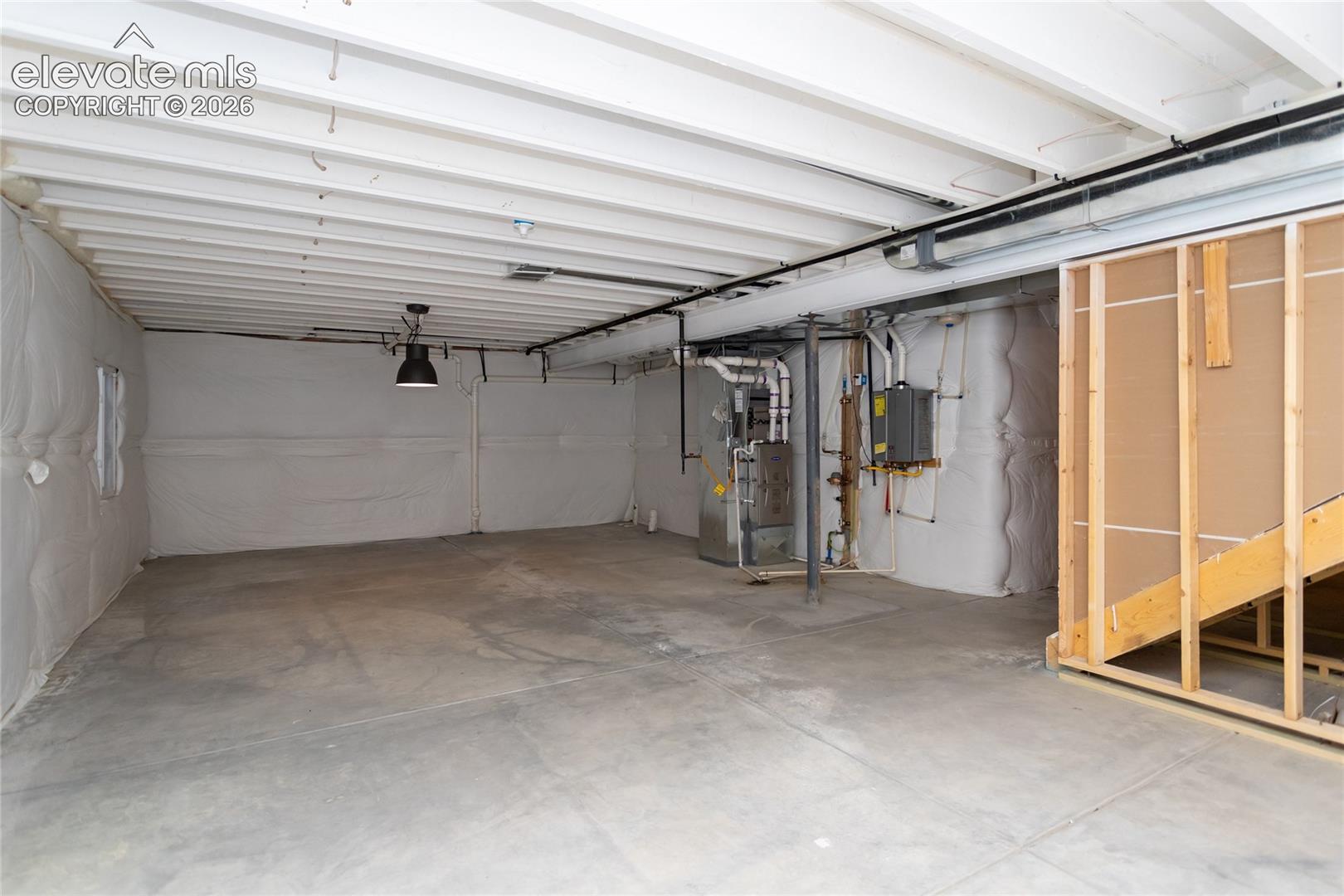 There is a rough-in plumbing for a future bathroom.