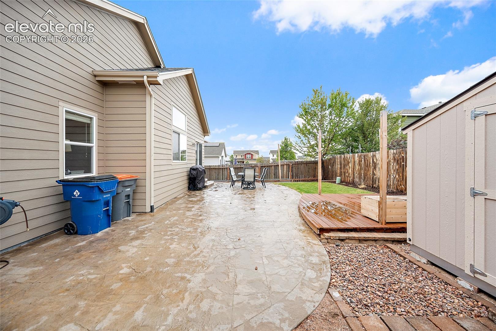 Detached backyard storage shed.