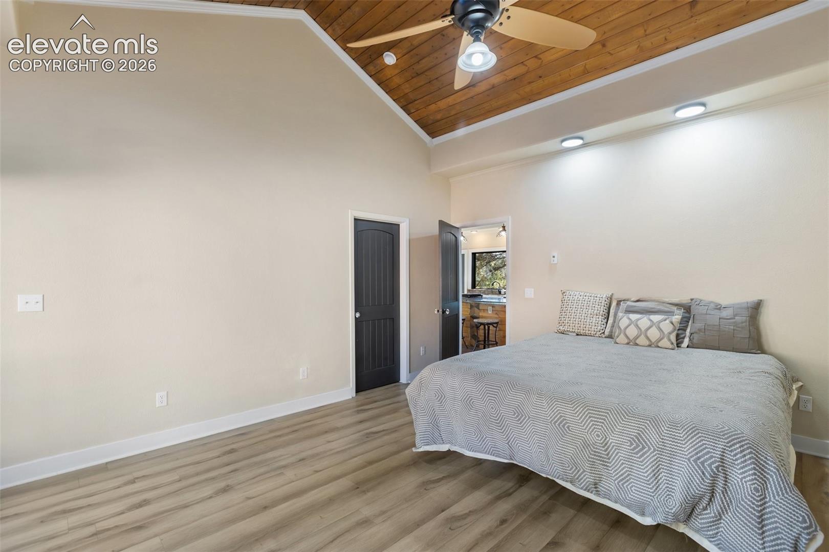 Primary Bedroom with vaulted ceilings