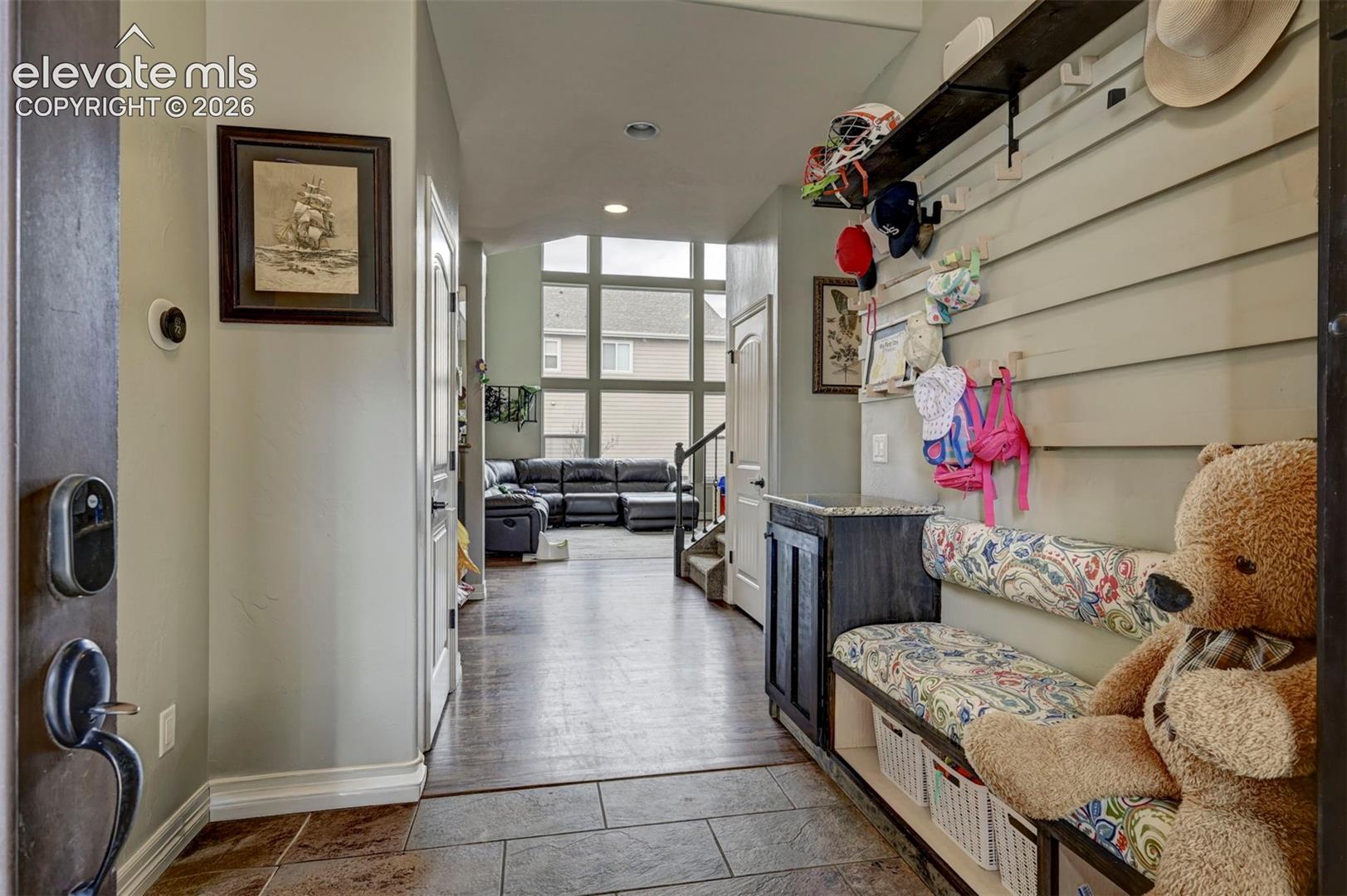 Mudroom bench off the garage