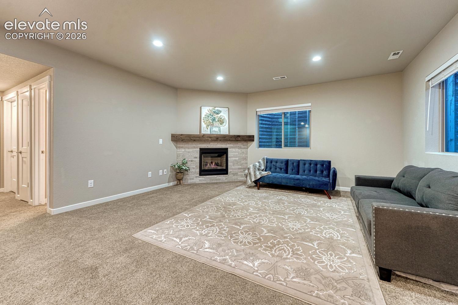 Family room in the basement