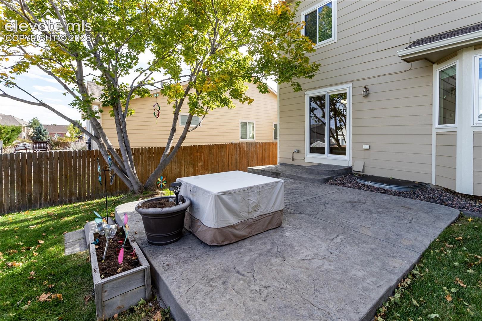 Back patio looking towards home.  Fire pit not included.