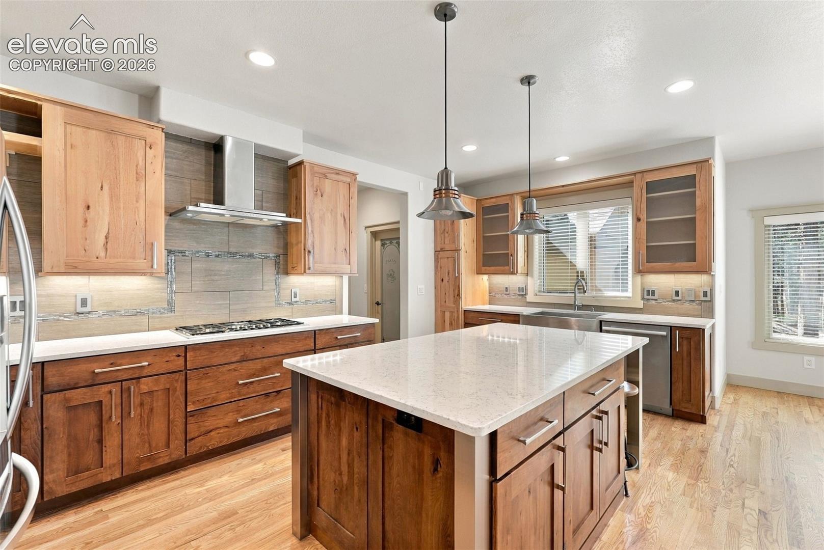 Large kitchen with custom cabinetry