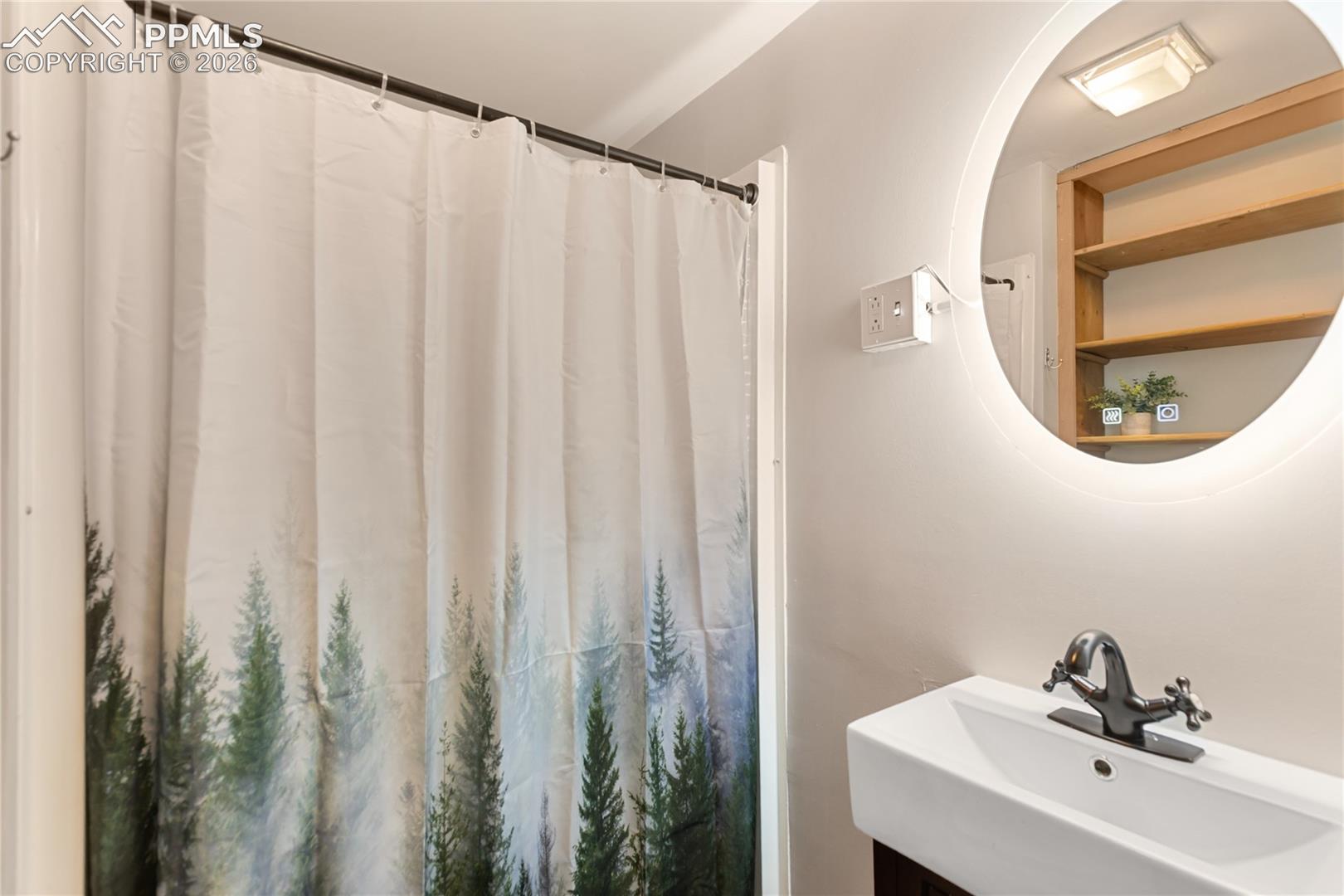 Walk-In Shower & Light Up Mirror