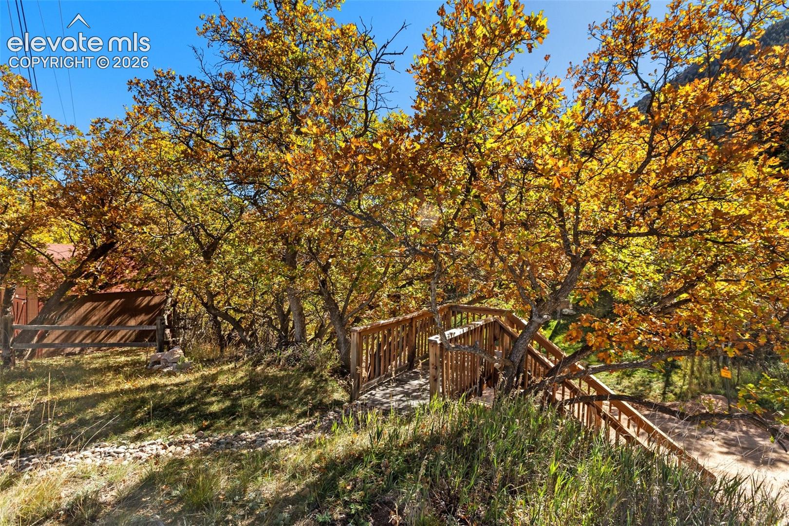 Yard and stairway to cabin