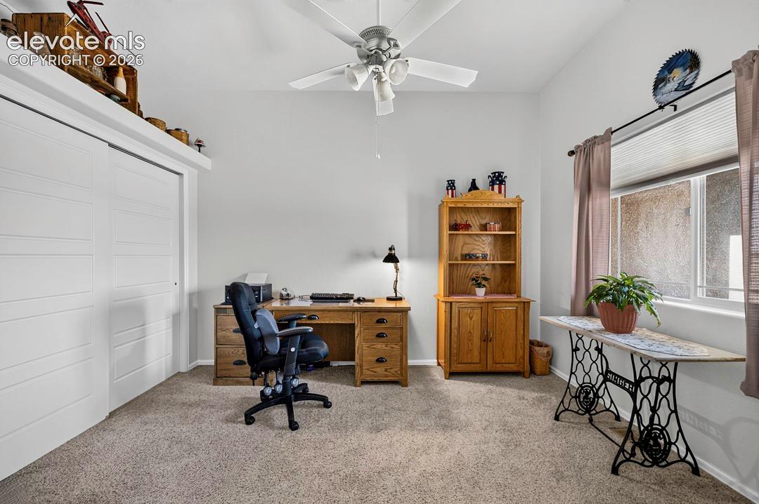 BR. #3Spacious room featuring vaulted ceilings and a ceiling fan
Bedroom#3