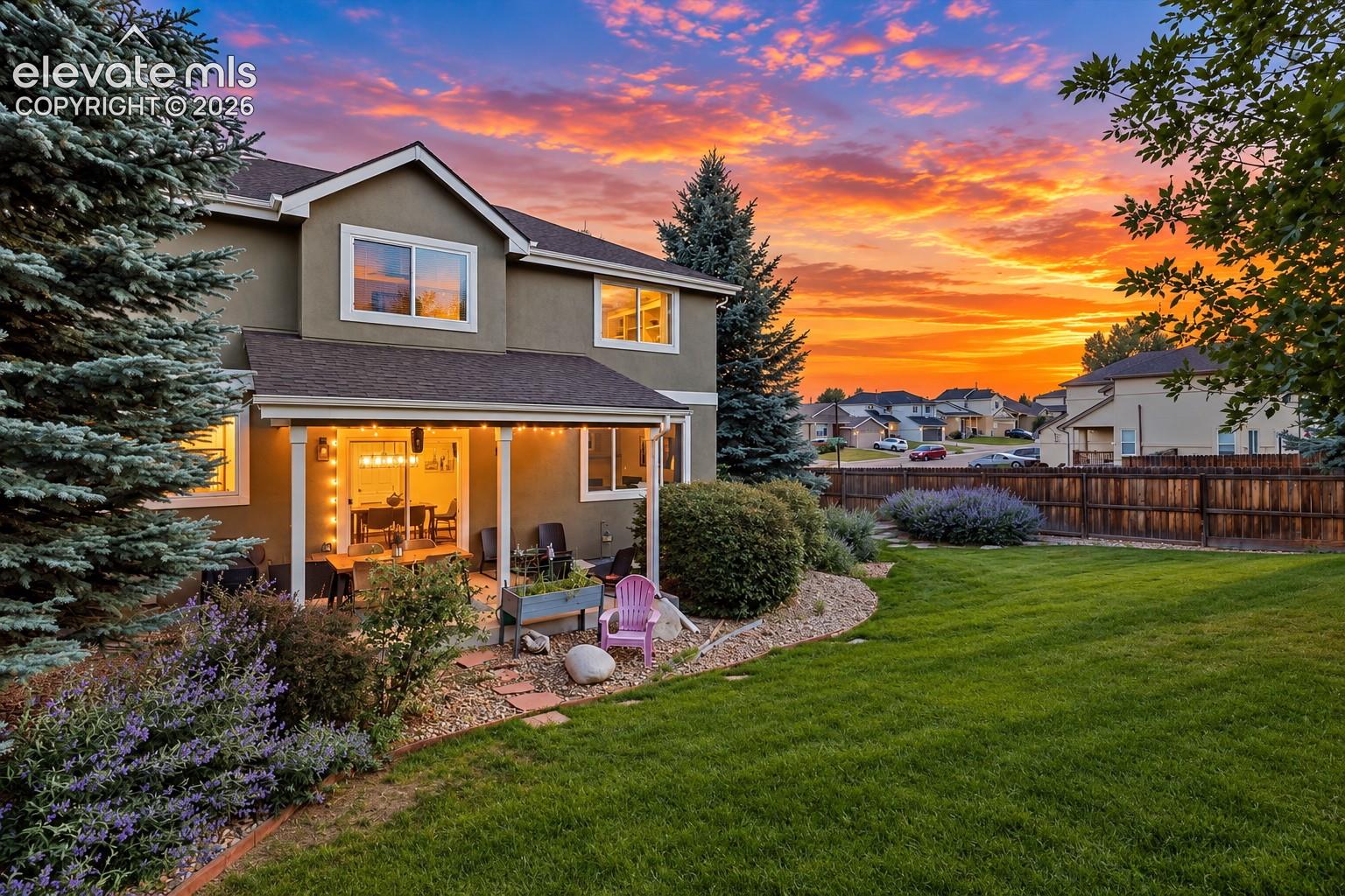 The backyard complements the home's interior with room to spread out and enjoy time outdoors.