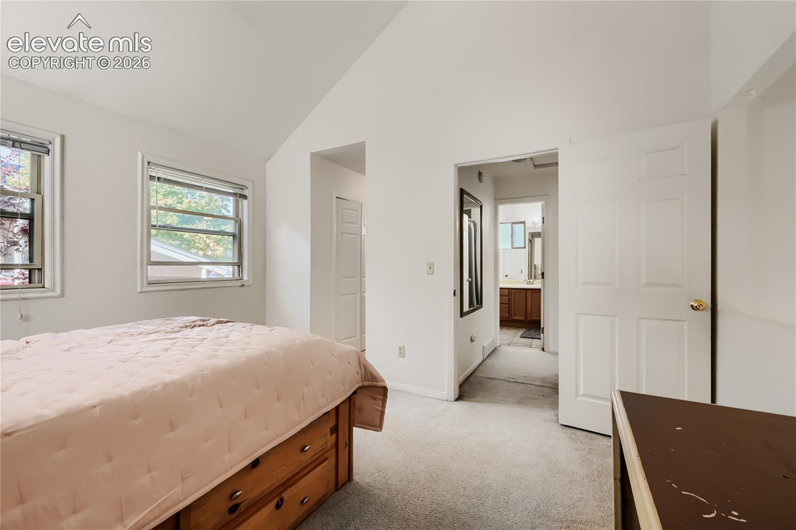 Vaulted ceiling with dual windows