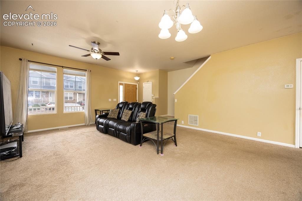 Living room, dining room front door and stairs
