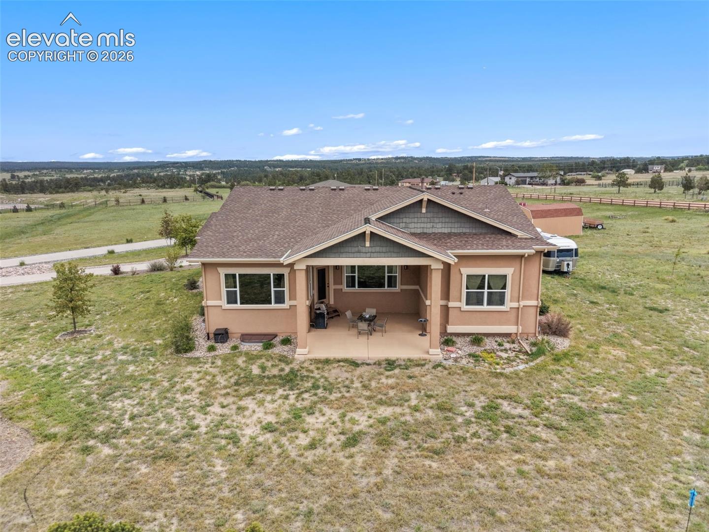 Aerial view of property with Black Forest as backdrop