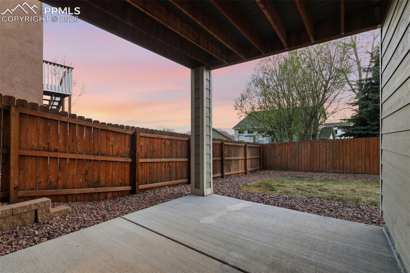 Covered patio from basement walkout.