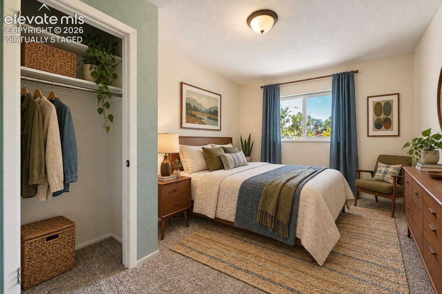 virtually staged 3rd bedroom, again with tons of space and new carpet.