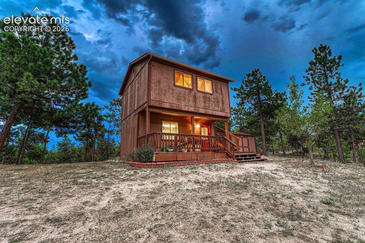 Sunset view of workshop and craft room.