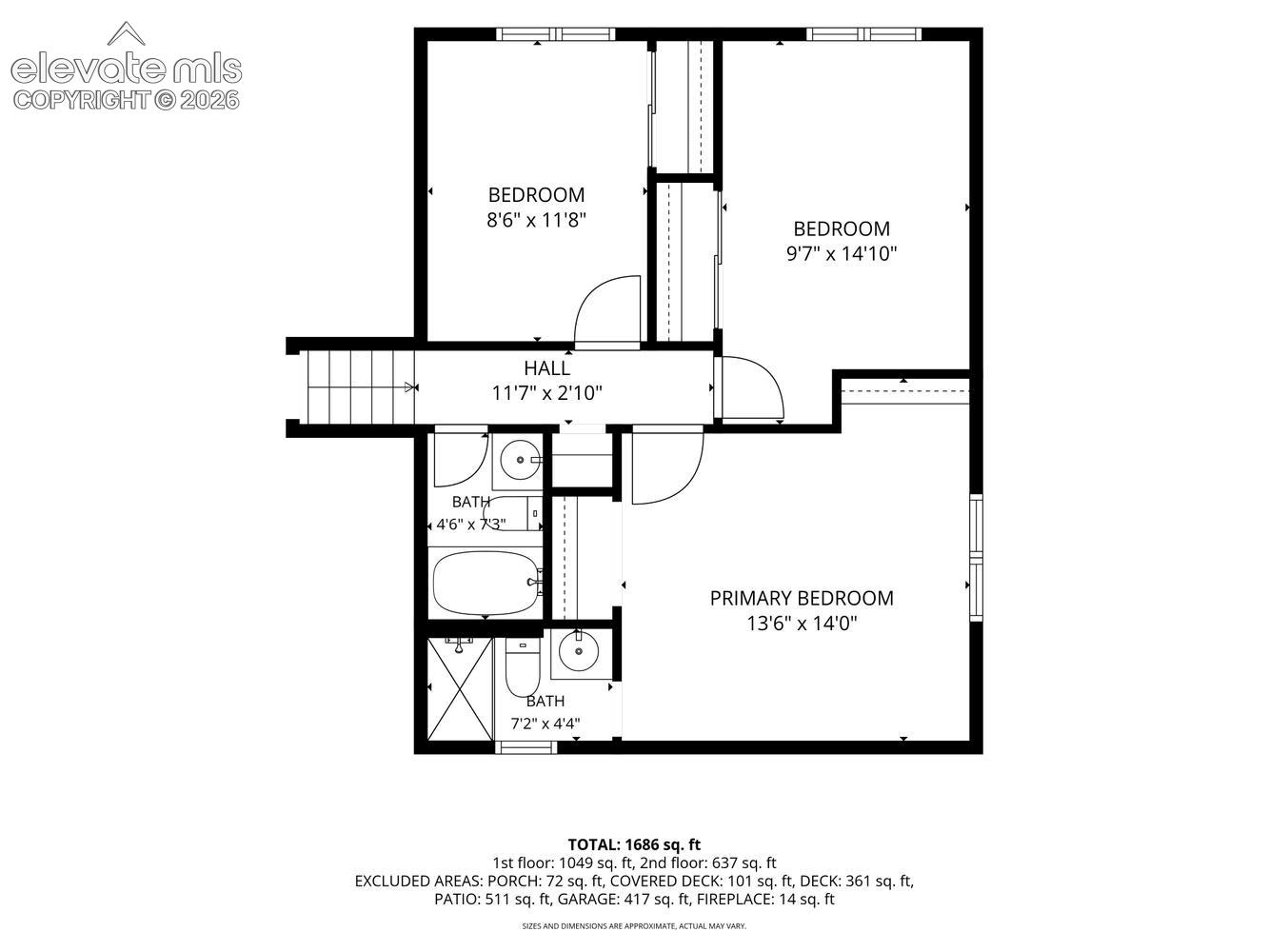 Upper Level Floor Plan.