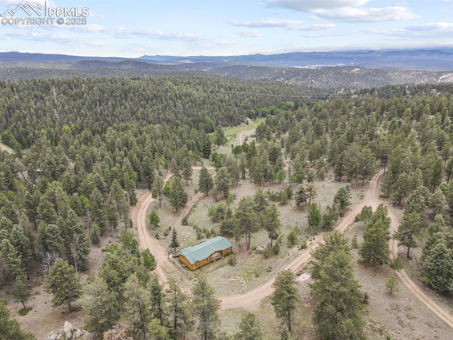 Drone / aerial view of a mountain backdrop