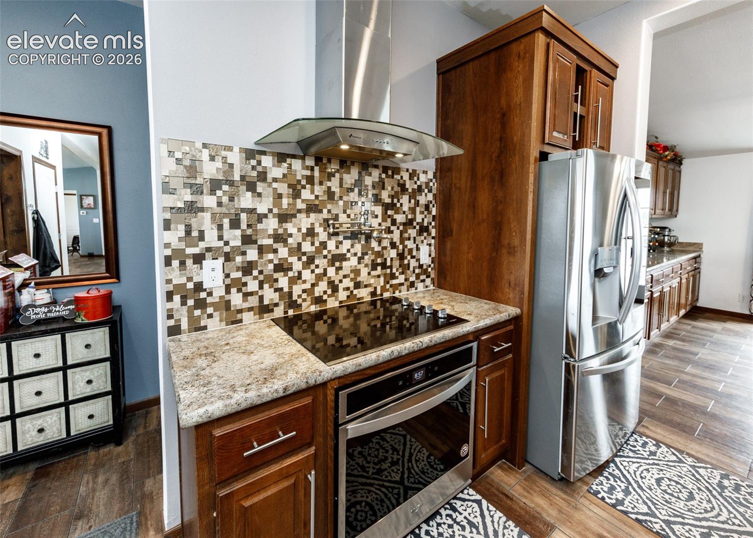 Kitchen stove hood over the electric range