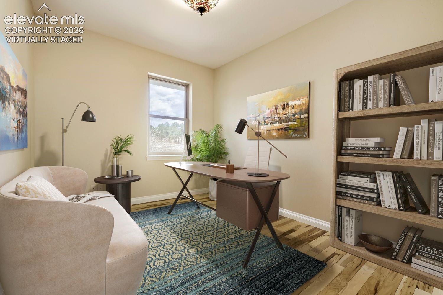 Virtually Staged.  This large office rests beside the master bedroom.