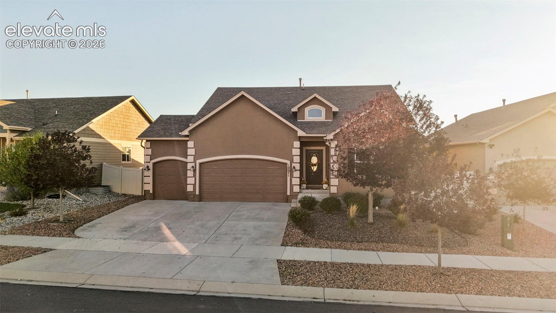 Welcome to this light-filled, beautifully designed home, where an elegant entryway sets an inviting tone from the moment you step inside. The spacious main level features abundant oversized windows, impressive high ceilings, and a beautiful gas fireplace. At the heart of the house the kitchen is equipped with stainless steel appliances including double ovens, granite countertops, pantry, and a wine fridge. The adjoining dining room offers effortless walkout access to a spacious, fully vinyl fenced, and beautifully xeriscaped backyard. Back inside, the main floor boasts a private primary suite complete with a five-piece bath including a double vanity, large garden tub, stand alone shower, and walk-in closet. Bedroom two and a second full bath complete the main level. Upstairs, you will find a third bedroom positioned just off a massive loft and a third full bath. The expansive loft provides exceptional flexibility, serving as the perfect setup for a home office, personal gym, library, media room, or guest lounge. This home also offers the ability to expand your living area into the unfinished basement. All of this in the Stonebridge at Meridian Ranch community, where top-tier amenities await. Enjoy the ultimate lifestyle of convenience within walking distance to local schools, pristine hiking and biking trails, and neighborhood parks. The community boasts over 500 acres of parks, trails, and open space, along with a championship golf course, sparkling pools, and a dedicated dog park. The state-of-the-art recreation center features a full fitness facility, basketball and volleyball courts, and a vibrant calendar of classes and events for all ages. In the summer months, the neighborhood comes alive with live concerts, seasonal festivals, and regular community gatherings. This exceptional community truly has it all!
