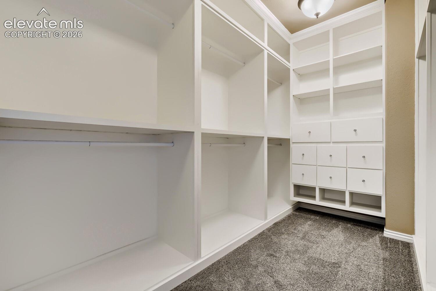 Full closet system with built in dresser