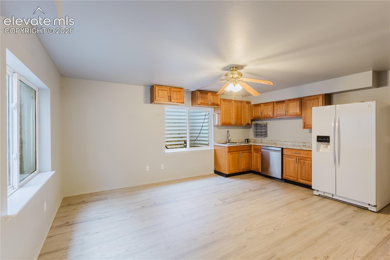 Basement kitchenette and dining space
