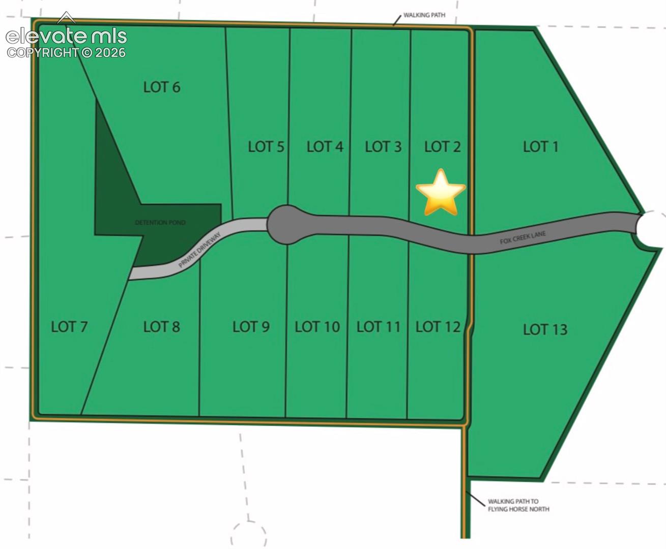 Map showing the home on Lot #2