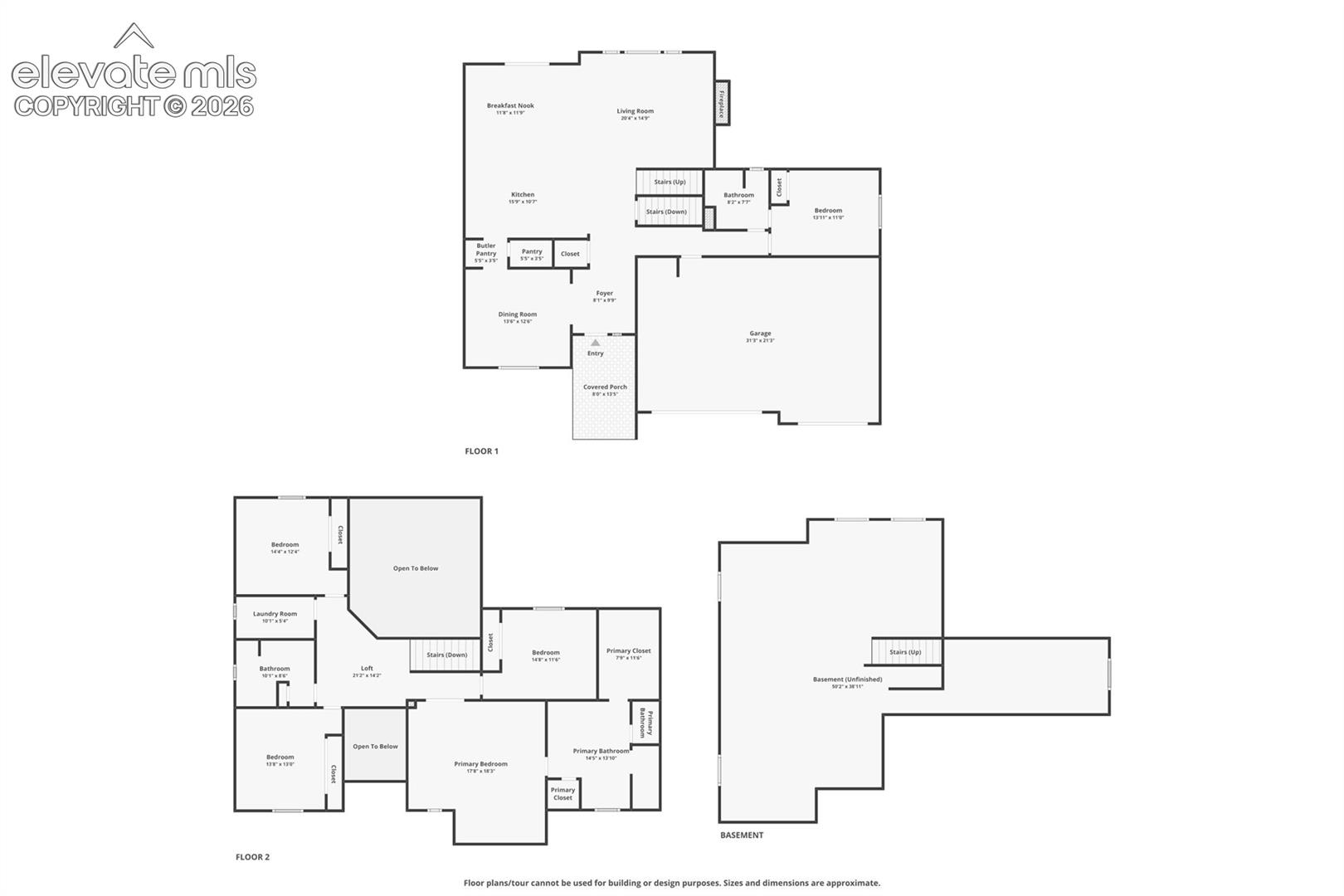 Floor plan, all levels
