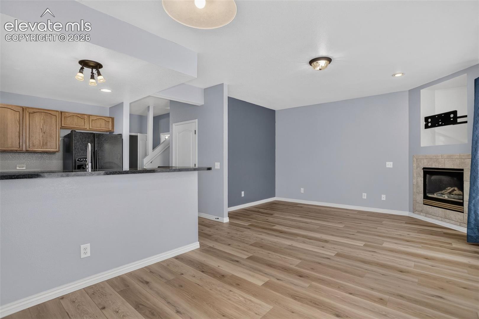 Main living area with gas fireplace