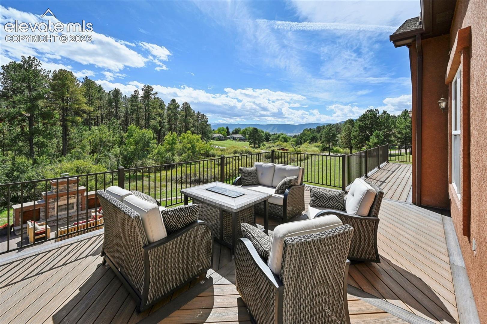 Sitting area with mountain views - electric rough in for future awning 