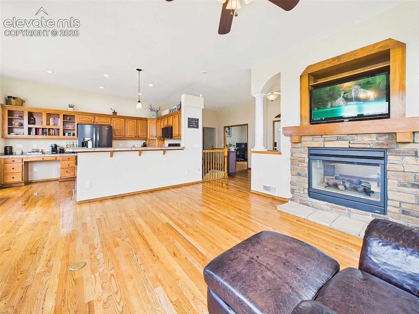 Seamless connection between the living room and kitchen creates an ideal layout for entertaining and casual gatherings.