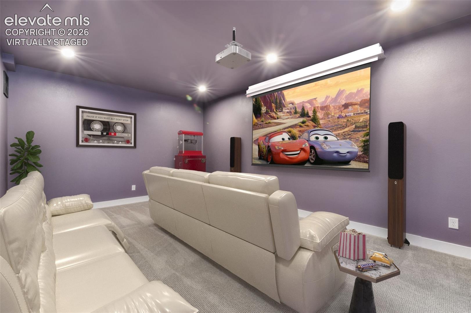 Incredible space ready for a theater room virtually staged