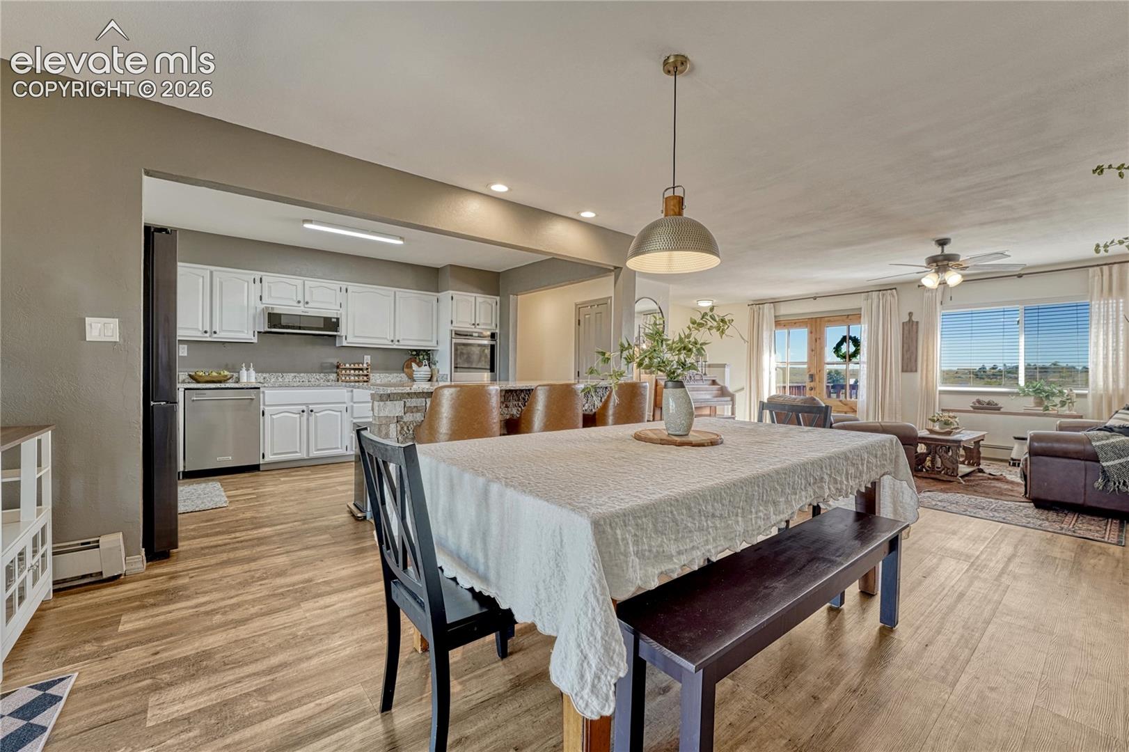 Dining area open to the kitchen