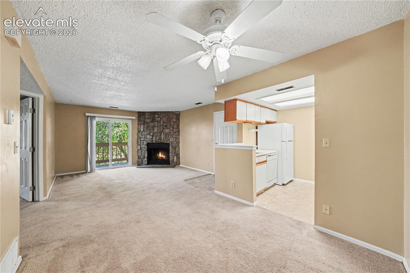 Open dining and living area