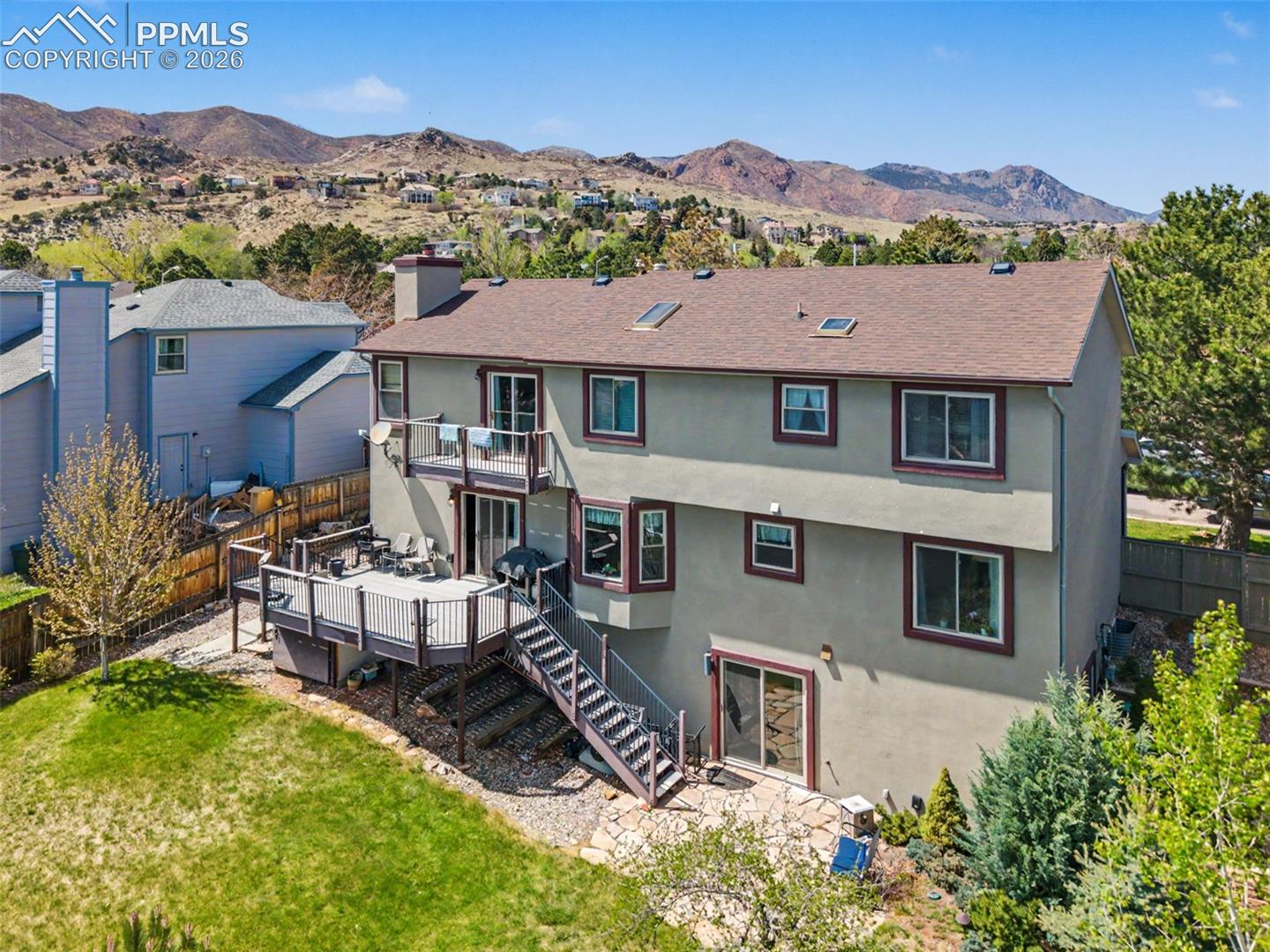 Aerial view of the back of the home.